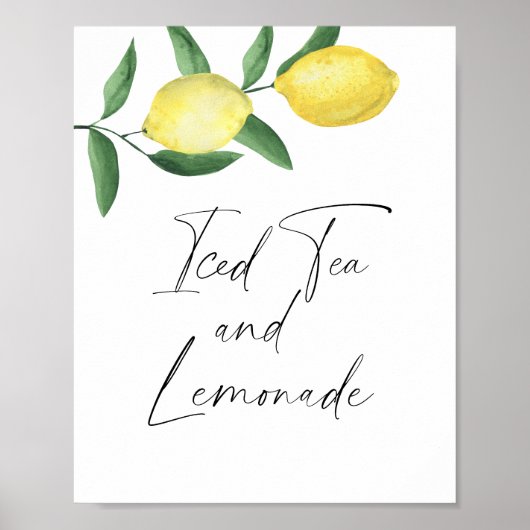 Poster Aquarelle citrus citron - thé glacé et limonade (Devant)