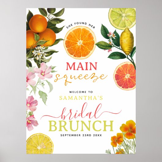 Poster Aquarelle Citrus Fête des mariées Florale Brunch A (Devant)