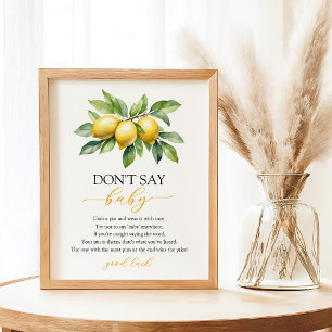 Poster Aquarelle Citrus Lemon Baby shower Jeu