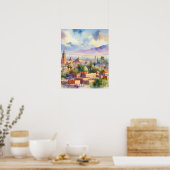 Poster Aquarelle Cityscape Maroc (Cuisine)