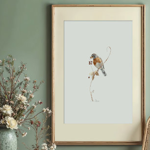 Poster Aquarelle Classique de Merle d'Amérique avec des B