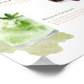 Poster Aquarelle Cocktails Mariage Réception Boisson Menu (Coin)