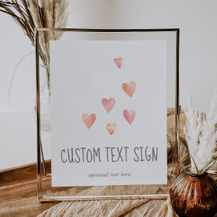 Poster Aquarelle Coeur Baby shower fille Signe texte pers