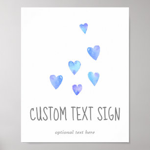 Poster Aquarelle Coeur Baby shower Garçon Panneau texte p