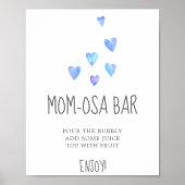 Poster Aquarelle Coeurs Baby shower Garçon Maman-osa Barr (Devant)