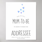 Poster Aquarelle Coeurs bébé garçon Adresse une enveloppe (Devant)