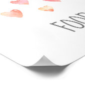 Poster Aquarelle Coeurs Fille Baby shower Panneau de la t (Coin)