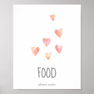 Poster Aquarelle Coeurs Fille Baby shower Panneau de la t