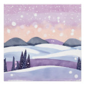 Poster Aquarelle Collines Violettes Hiver (Devant)
