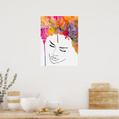 Poster Aquarelle colorée à cheveux funky (Cuisine)