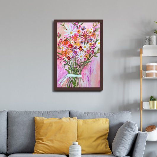 Poster Aquarelle colorée Bouquet Daisies Art