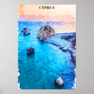 Poster Aquarelle colorée Chypre littoral
