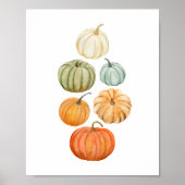 Poster Aquarelle colorée Citrouille Automne (Devant)