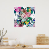 Poster Aquarelle colorée élégante Motif Floral (Cuisine)