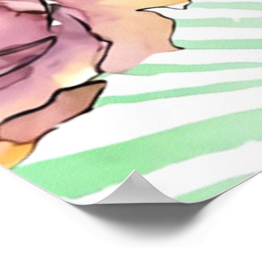 Poster Aquarelle colorée Flamant rose (Coin)