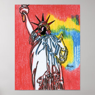 Poster Aquarelle colorée moderne Statue de la liberté