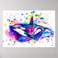 Aquarelle colorée Orca