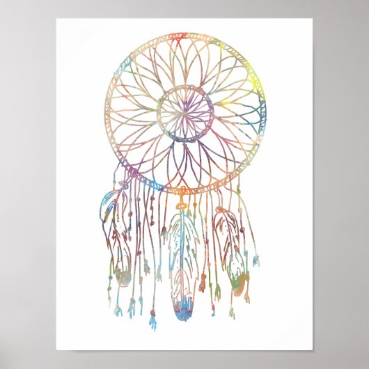 Poster Aquarelle colorée Whimsical Dream Catcher (Devant)
