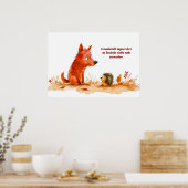 Poster Aquarelle Comique Chien et Hérisson Rencontre (Cuisine)