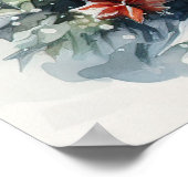 Poster Aquarelle confortable Noël hiver scène neige (Coin)