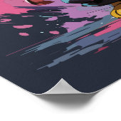 Poster Aquarelle cool Jaune Ninja Chat Guerrier (Coin)