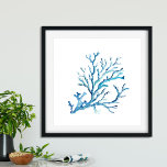 Poster Aquarelle Corail bleu<br><div class="desc">Parfait pour les chambres,  les salles de bain et les espaces de vie dans votre maison de plage côtière. Cette impression présente mon corail d'aquarelle peint à la main dans les tons bleu et turquoise. Il correspond à ma collection de décoration côté mer. Pour en savoir plus,  visitez www.zazzle.com/dotellabelle</div>