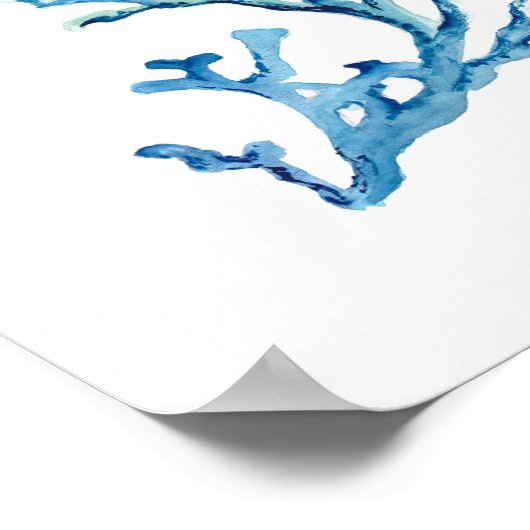 Poster Aquarelle Corail bleu (Coin)