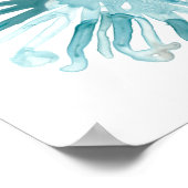 Poster Aquarelle Corail - Bleu 2 (Coin)