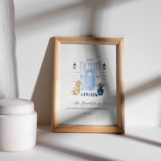 Poster Aquarelle côtière Porte avant Goldendoodle