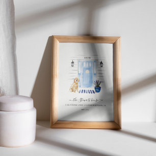 Poster Aquarelle côtière Porte avant Goldendoodle