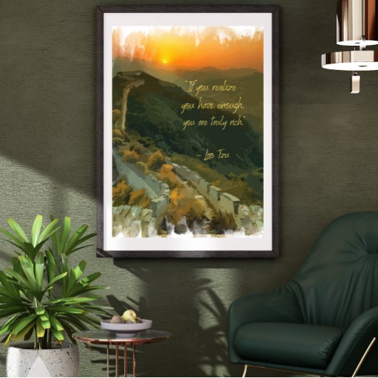 Poster aquarelle coucher de soleil paysage avec citation 