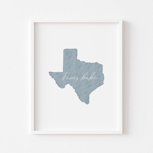 Poster Aquarelle couleur boho bleu Texas babe print