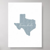 Poster Aquarelle couleur boho bleu Texas babe print (Devant)