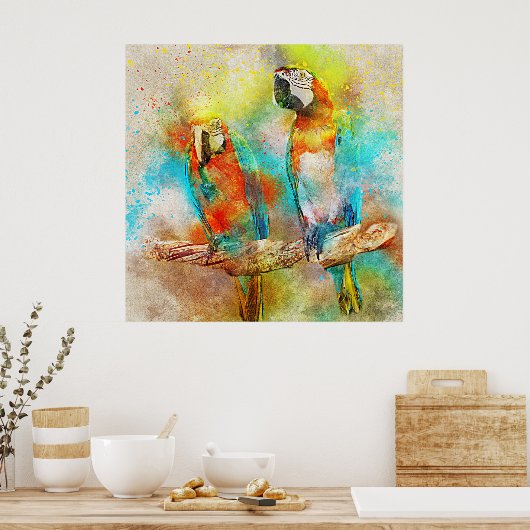 Poster Aquarelle couleur écarlate Macaw (Cuisine)