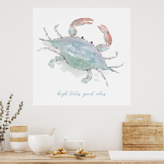 Poster Aquarelle Crabe côtier (Cuisine)