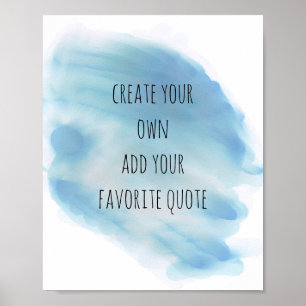 Poster aquarelle créer votre propre devis mur art turquoi