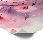 Poster Aquarelle Crescent Lune, Coeurs, Fleurs de cerisie (Coin)