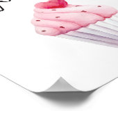 Poster Aquarelle Cupcake Pink Typographie Citation Cuisin (Coin)