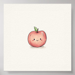 Poster Aquarelle Cute Chibi Apple