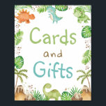 Poster Aquarelle Cute Dinosaures Cartes et cadeaux de ver<br><div class="desc">Ce joli panneau de table Dinosaures présente des dinosaures colorés et vibrants et des couleurs d'eau et de la verdure. Idéal pour diverses occasions,  telles que baby shower,  fête d'anniversaire,  nouveau bébé,  aspersion de bébé,  etc. Objets correspondants disponibles en magasin ! c) Le Happy Cat Studio.</div>