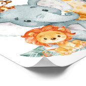 Poster Aquarelle Cute Safari Jungle Animaux Anniversaire (Coin)