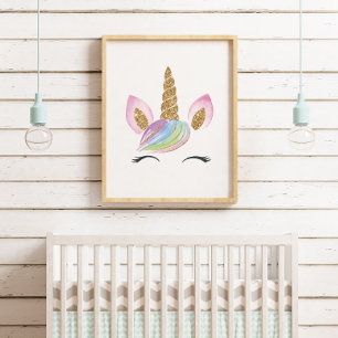 Poster Aquarelle Cute Unicorn Nursery Décor Mur Girl