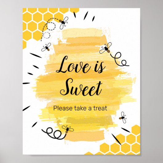 Poster Aquarelle d'abeille L'amour est signe doux (Devant)