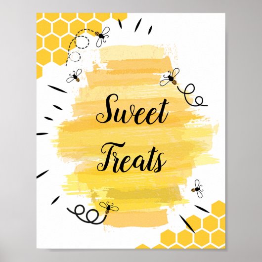 Poster Aquarelle d'abeille Symbole Sweet Traitements (Devant)