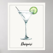 Poster Aquarelle Daiquiri Cocktail Home Bar ou cuisine (Devant)