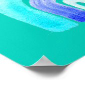 Poster Aquarelle d'amour bleu arc-en-ciel (Coin)