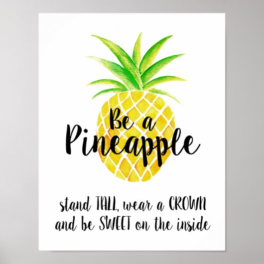 Poster Aquarelle d'ananas haute porte une couronne (Devant)