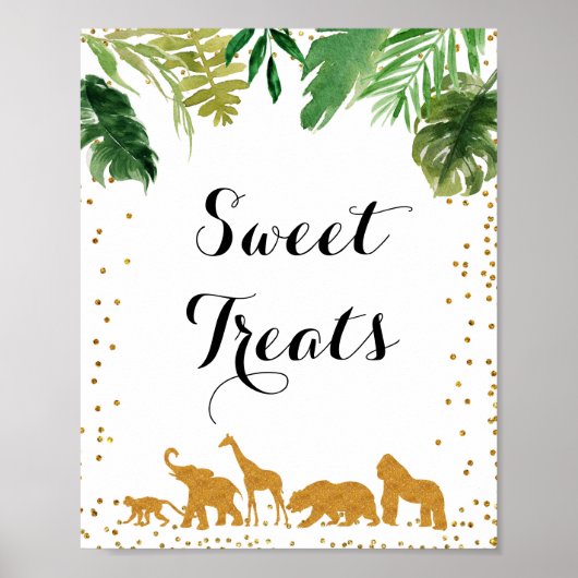 Poster Aquarelle d'animal safari en or Sweet Traitements  (Devant)