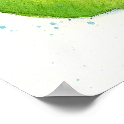 Poster Aquarelle d'Aquarelle de pomme verte dorée (Coin)