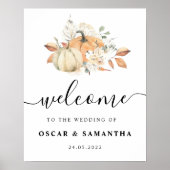 Poster Aquarelle d'automne moderne Citrouilles & Fleurs (Devant)